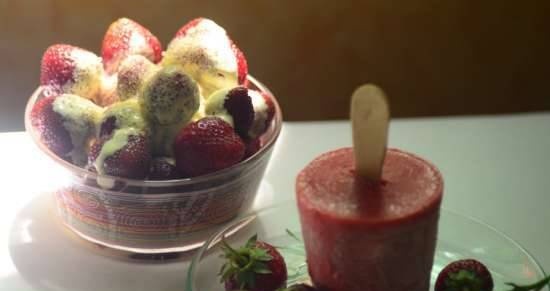 Aiskrim Strawberry dengan krim tanpa ais krim