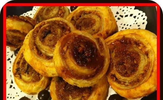 Puff pastry cuộn với các loại hạt