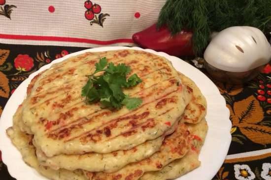 Tortiljas ar fetas sieru, zaļumiem, papriku un ķiplokiem (Midea grils)