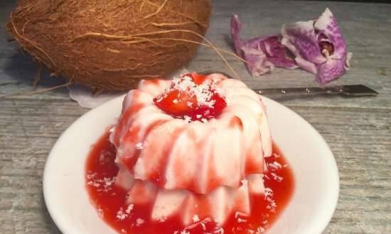 Kokosriekstu panna cotta ar zemeņu (ogu) cepumu