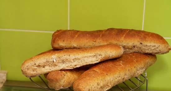 Bánh mì baguettes làm từ lúa mì-lúa mạch đen nguyên hạt với bột chua hop với váng sữa