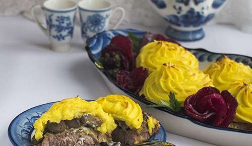 Medallions under potato roses