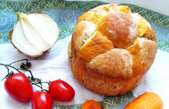 Brød Solnyshko (med løk, gulrøtter, tomat, ost)