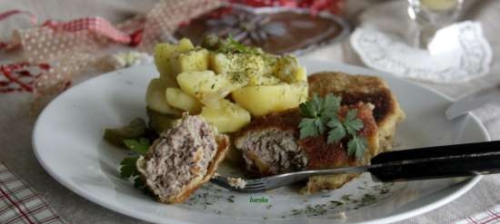 Hakket Schnitzel Wien-stil (Hackfleisch Schnitzel nach Wiener Art)