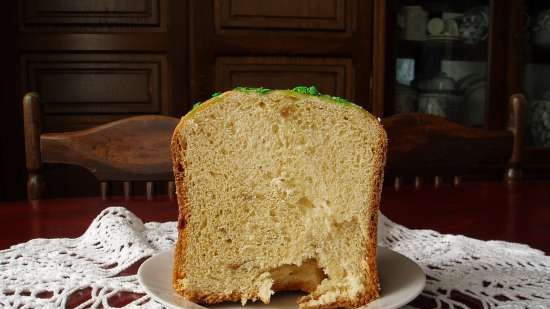 Pokhlebkin-kake og tilpasning til en brødmaker (mesterklasse)