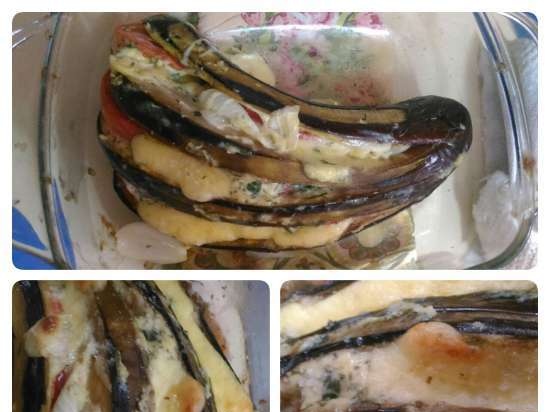 Eggplant baked in the oven with cheese and tomatoes in a different manner