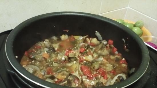 Eggplant saute in Tashkent style in a multicooker pressure cooker