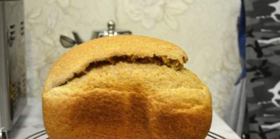 Gray bread on light beer in a bread maker