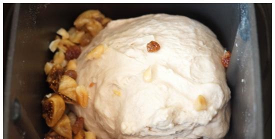 Wheat onion bread with figs, raisins and nuts