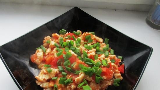 Xihongshi Chao Jidan, or Chinese Fried Eggs with Tomatoes