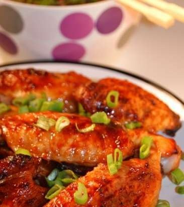 Sriracha garlic wings with Sichuan eggplant