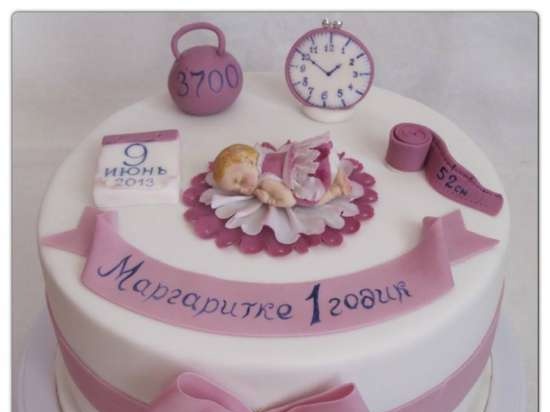 Cakes for birth, baptism, year (not numbers)