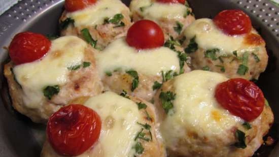 Chicken cutlets with mozzarella and cherry