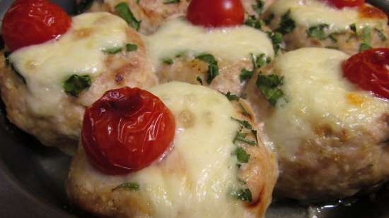 Chicken cutlets with mozzarella and cherry