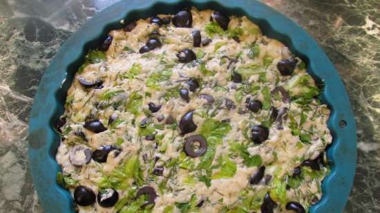 Pie with herbs and olives Amazing (no eggs and butter)