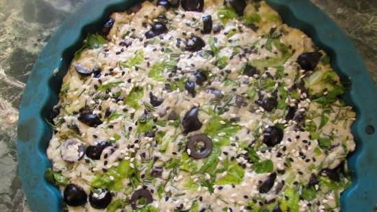 Pie with herbs and olives Amazing (no eggs and butter)