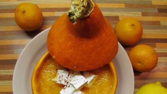 גספאצ'ו עם דלעת (L'insolito gazpacho al melone, peperone giallo al forno ed agrumi)