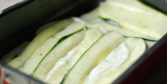 Zucchini lasagna with lentils and tarragon