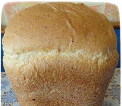 Wheat bread on kefir with cheese in a bread maker