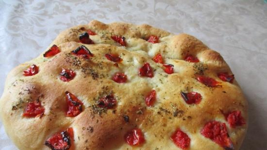 Focaccia med soltørkede tomater