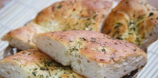 Focaccia ar ķiplokiem un dillēm