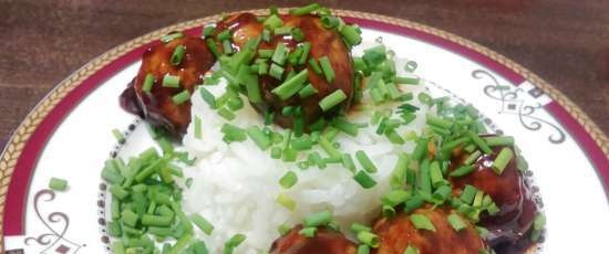 Oriental-style meatballs in a spicy soy-ginger glaze