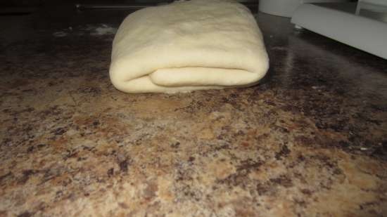 Whey dough with soda (a la yeast). Roll with whey filling