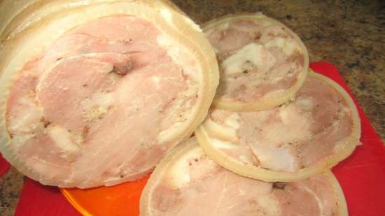 Pork skinned ham in Belobok ham maker without nitrite salt