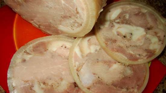 Pork skinned ham in Belobok ham maker without nitrite salt