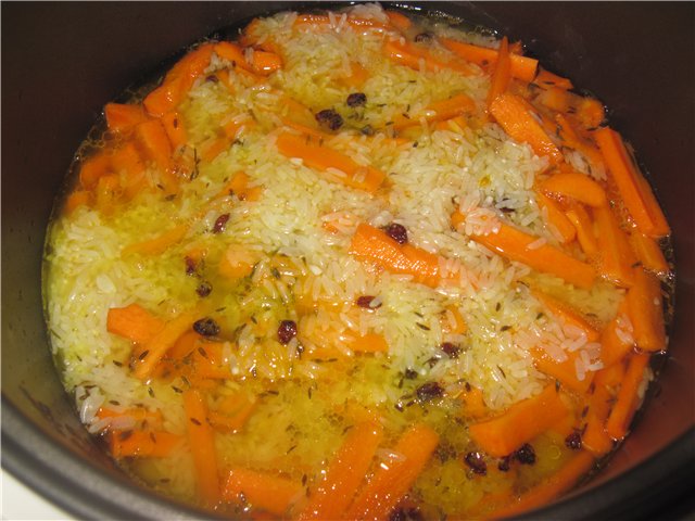 Diet pilaf in a multicooker (Polaris PMC 0508AD)