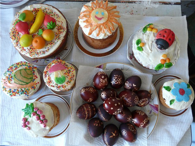 Kulich ar Myasoedovskaya krāsnī (meistarklase)