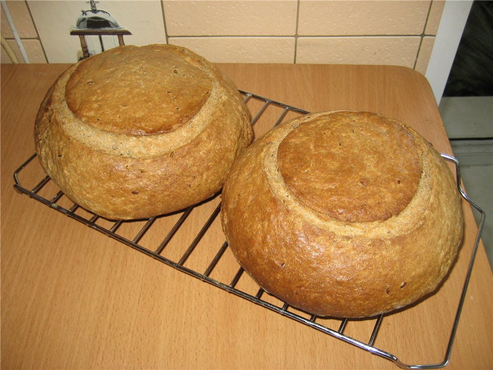 Hvete-rugbrød med paprika og linfrø