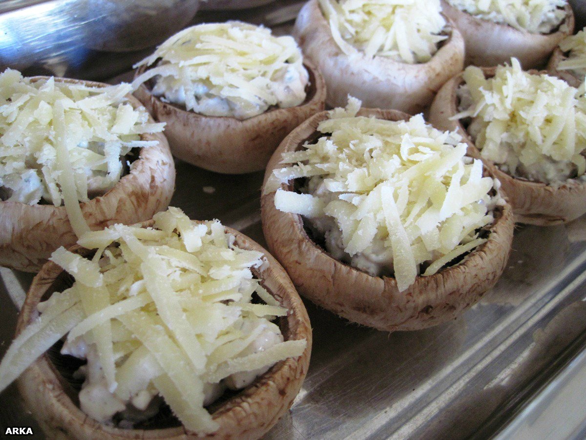 Bakte champignons med Dor blue cheese