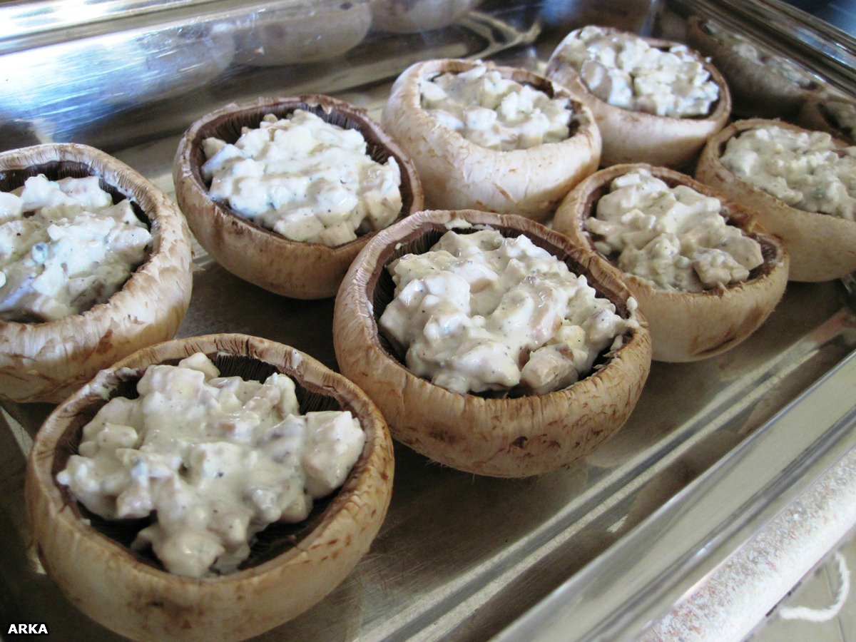 Bakte champignons med Dor blue cheese