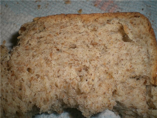 Gray bread on light beer in a bread maker