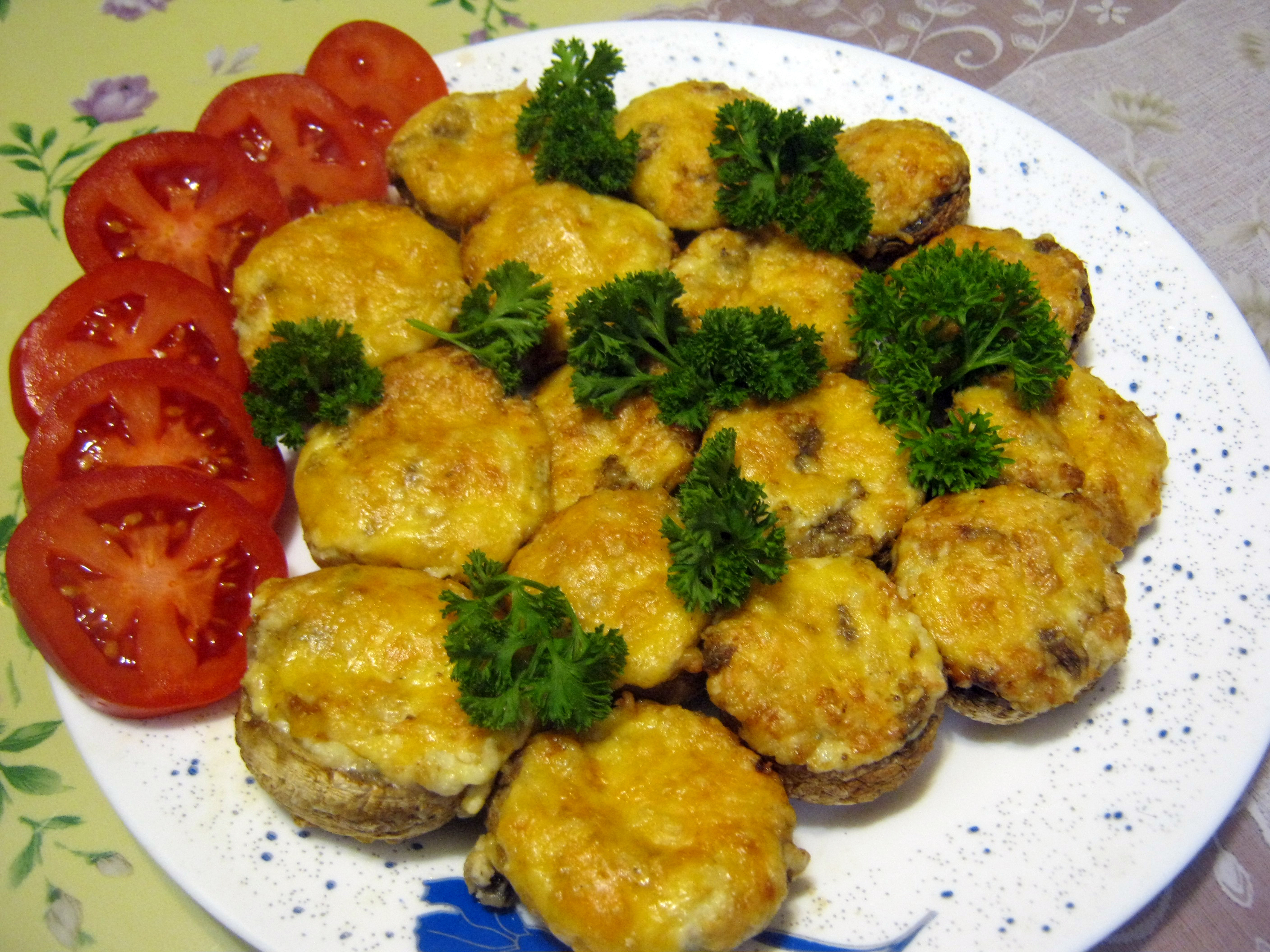 Bakte champignons med Dor blue cheese