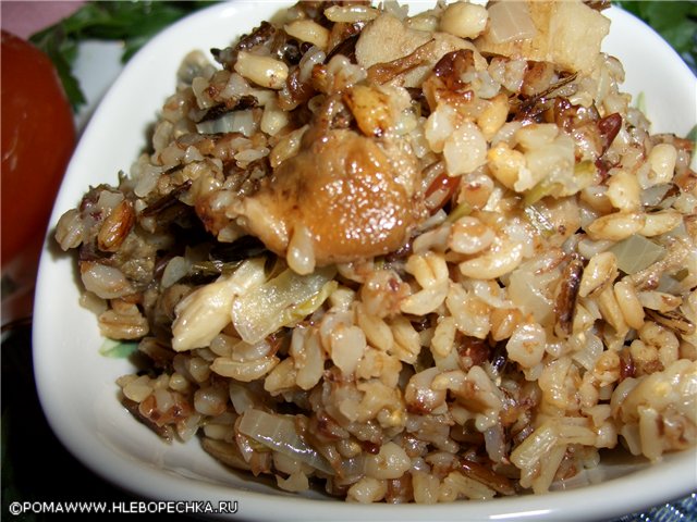 Porridge-garnish from cereals MIX with mushrooms for the Multicooker CUCKOO 1054