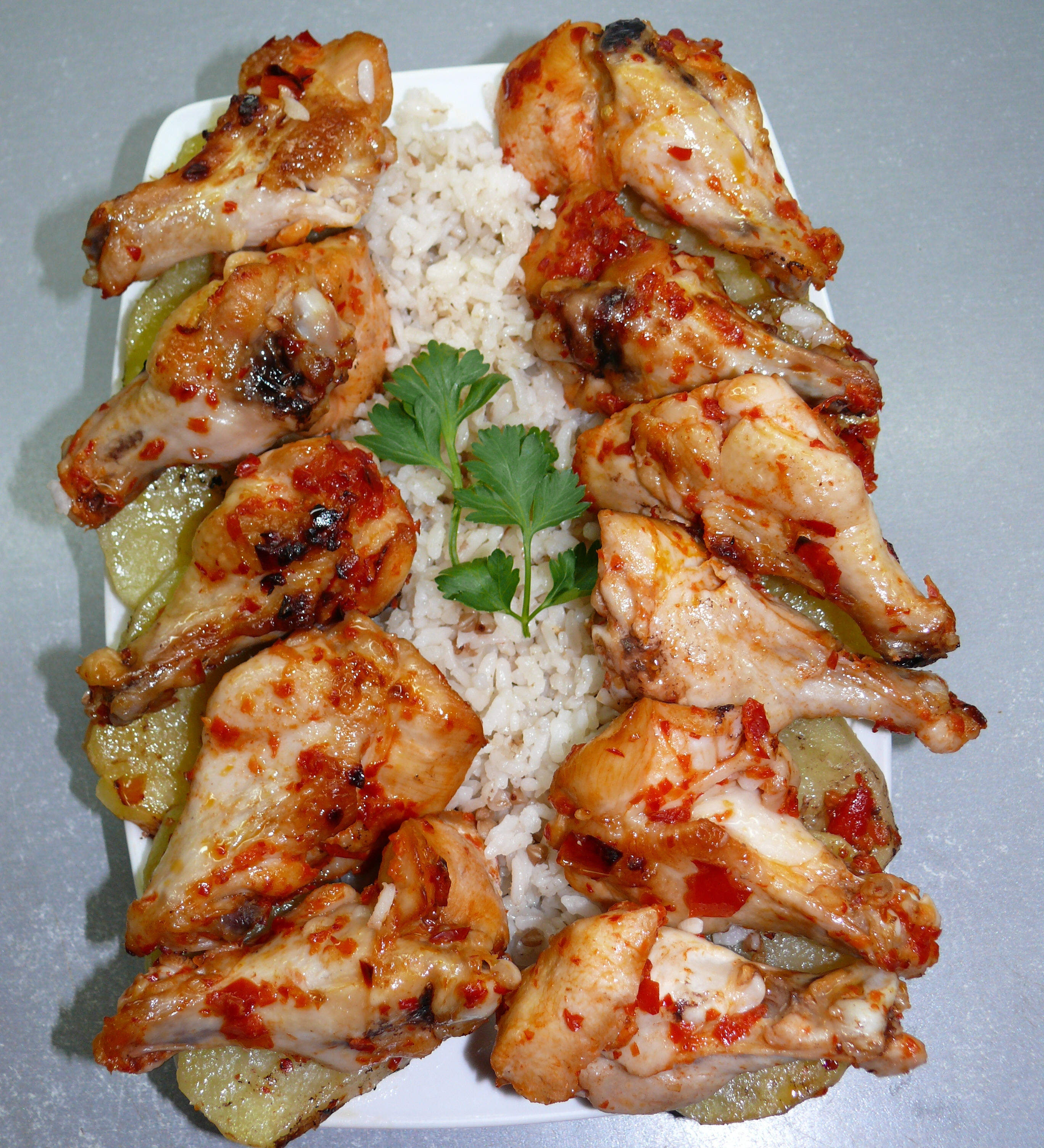 Tavuk kebab (chicken with a side dish)